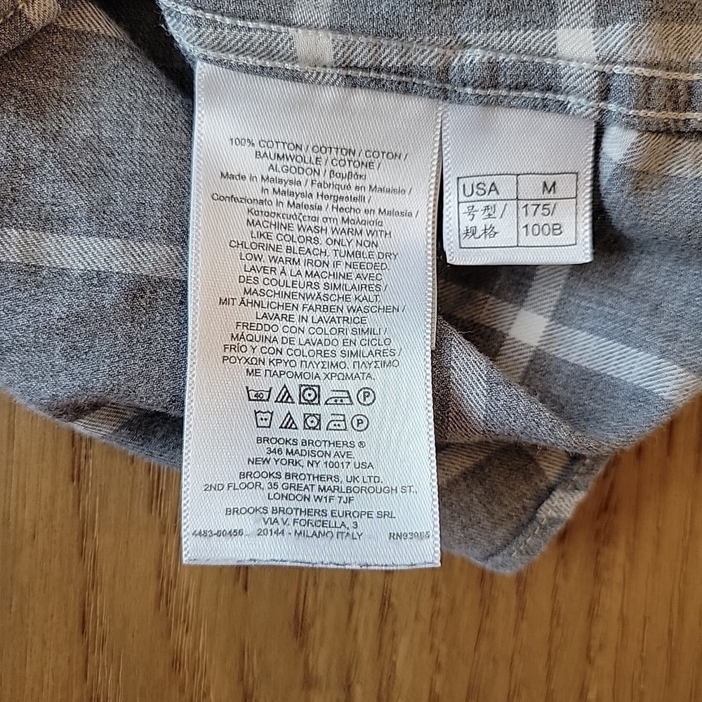Brooks Brothers Shirt Mens Medium Regent Gray Windowpane Button Down Long Sleeve - Picture 8 of 9